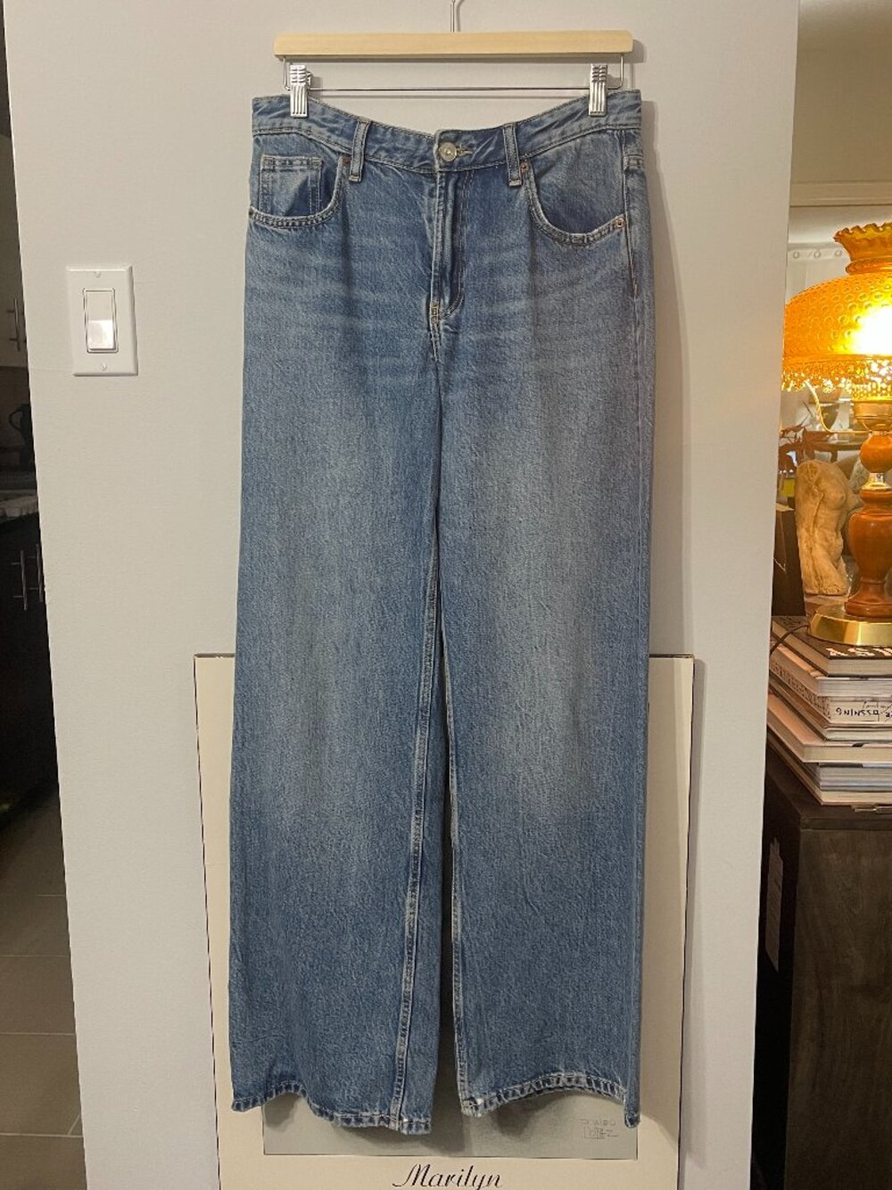 ZARA WIDE LEG LIGHT WASH DENIM JEANS SIZE 4